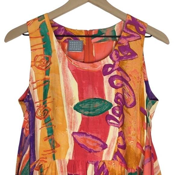 VINTAGE Rabbit Rabbit Rabbit Designs Dress Abstract Print 80s 90s Style Size 6 - Picture 3 of 12